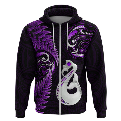 personalised-new-zealand-hoodie-aotearoa-silver-fern-with-manaia-maori-unique-purple