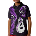 personalised-new-zealand-kid-polo-shirt-aotearoa-silver-fern-with-manaia-maori-unique-purple