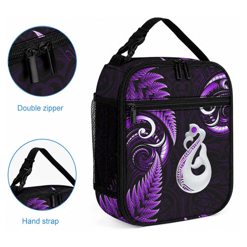 New Zealand Lunch Bag Aotearoa Silver Fern With Manaia Maori Unique Purple