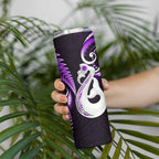 New Zealand Skinny Tumbler Aotearoa Silver Fern With Manaia Maori Unique Purple