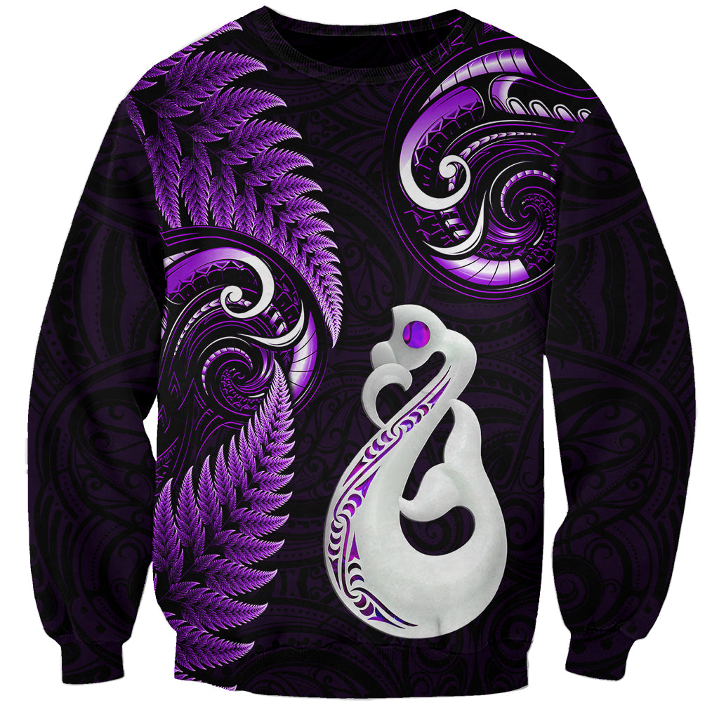 personalised-new-zealand-sweatshirt-aotearoa-silver-fern-with-manaia-maori-unique-purple