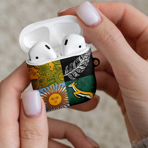 Rugby 2025 Championship AirPods Case Combination of Southern Hemisphere Countries - Aussie Hoodie