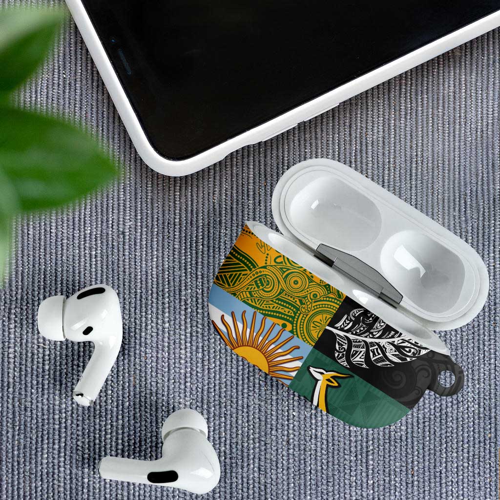 Rugby 2025 Championship AirPods Case Combination of Southern Hemisphere Countries - Aussie Hoodie