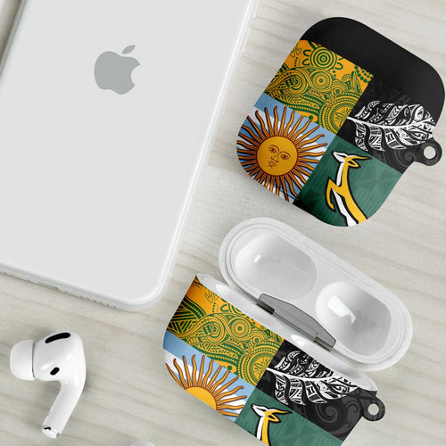 Rugby 2025 Championship AirPods Case Combination of Southern Hemisphere Countries - Aussie Hoodie