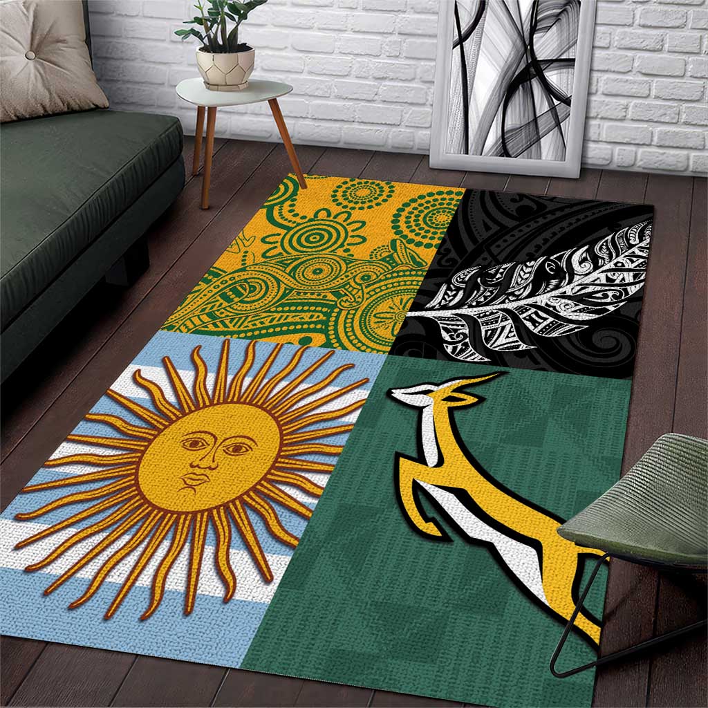 Rugby 2025 Championship Area Rug Combination of Southern Hemisphere Countries - Aussie Hoodie