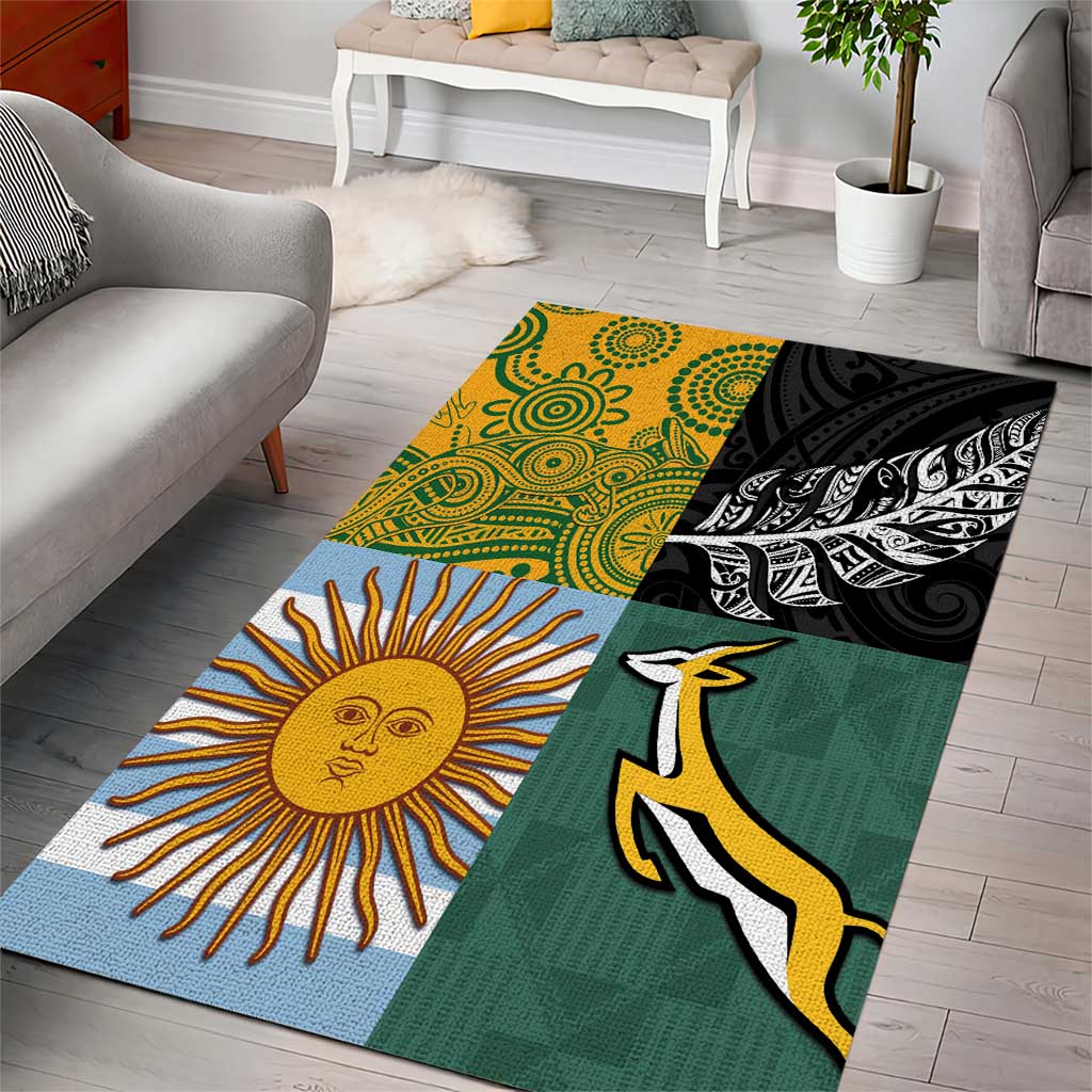 Rugby 2025 Championship Area Rug Combination of Southern Hemisphere Countries - Aussie Hoodie