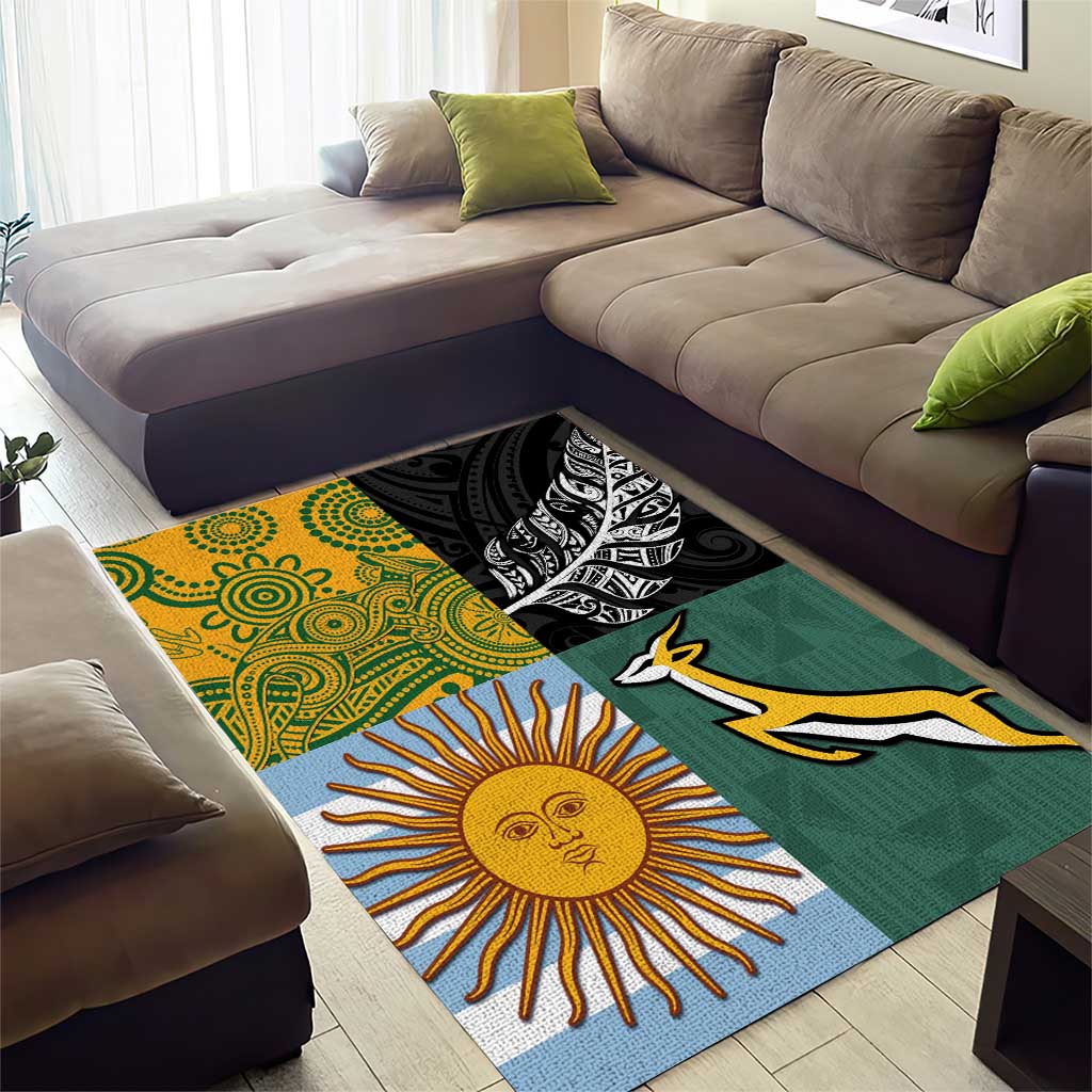 Rugby 2025 Championship Area Rug Combination of Southern Hemisphere Countries - Aussie Hoodie