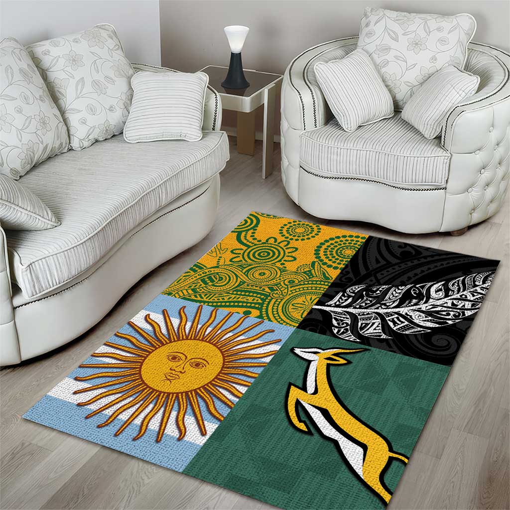 Rugby 2025 Championship Area Rug Combination of Southern Hemisphere Countries - Aussie Hoodie