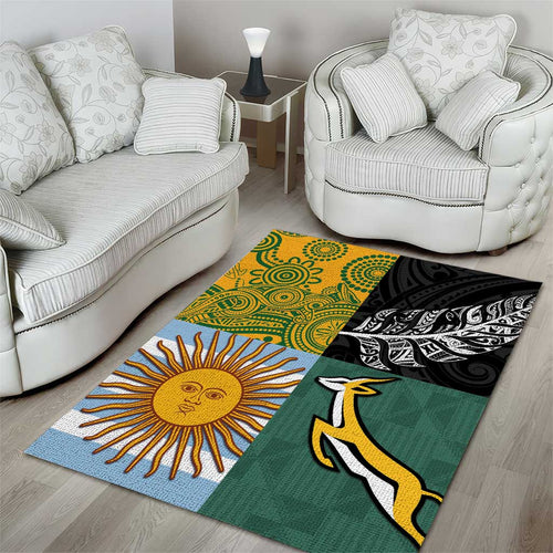 Rugby 2025 Championship Area Rug Combination of Southern Hemisphere Countries - Aussie Hoodie
