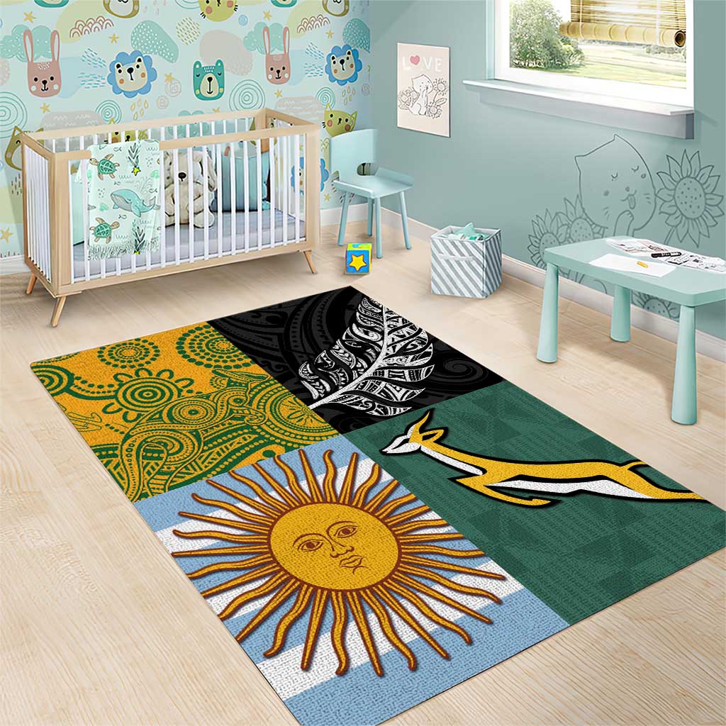 Rugby 2025 Championship Area Rug Combination of Southern Hemisphere Countries - Aussie Hoodie