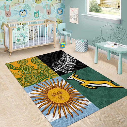 Rugby 2025 Championship Area Rug Combination of Southern Hemisphere Countries - Aussie Hoodie