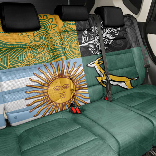 Rugby 2025 Championship Back Car Seat Cover Combination of Southern Hemisphere Countries - Aussie Hoodie