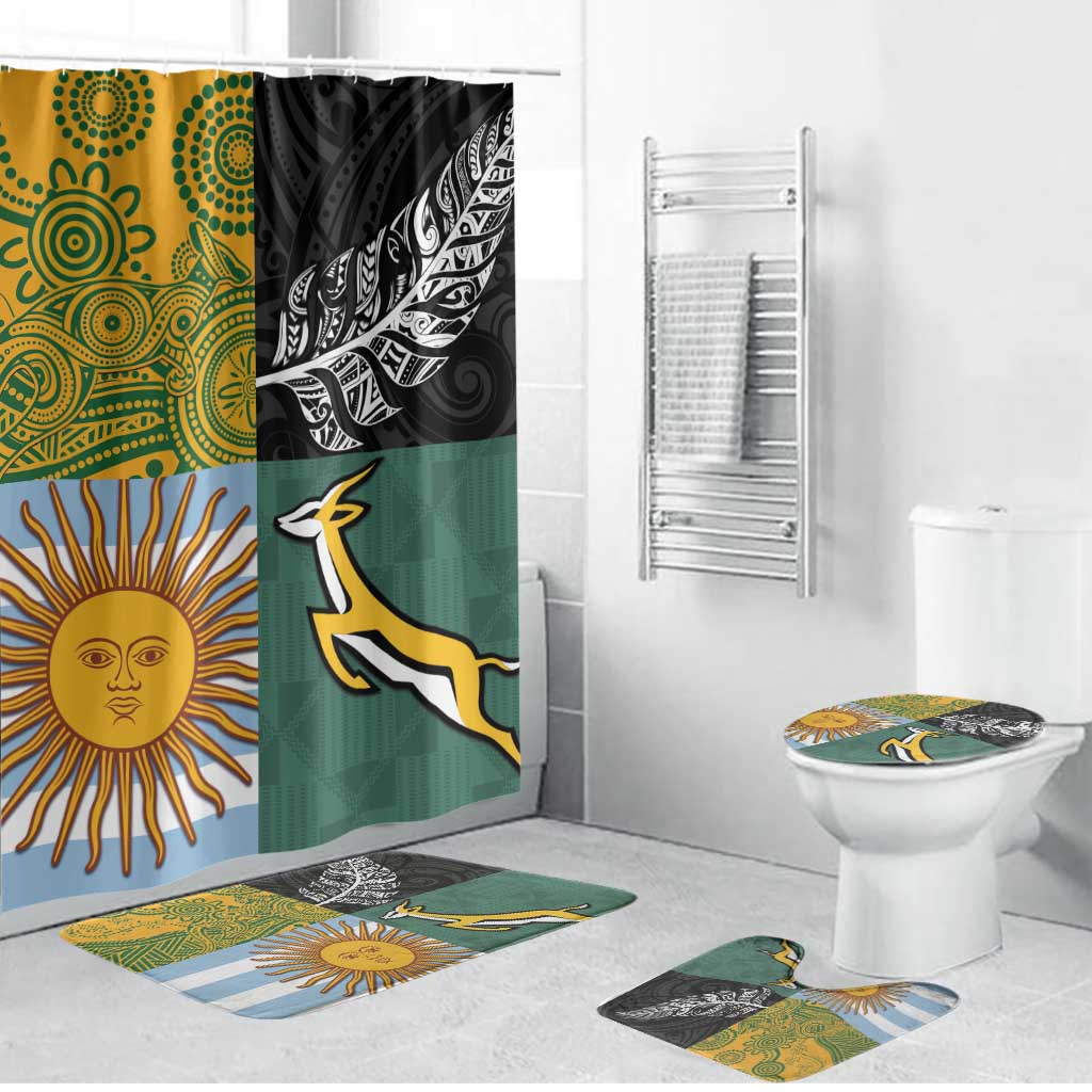 Rugby 2025 Championship Bathroom Set Combination of Southern Hemisphere Countries - Aussie Hoodie