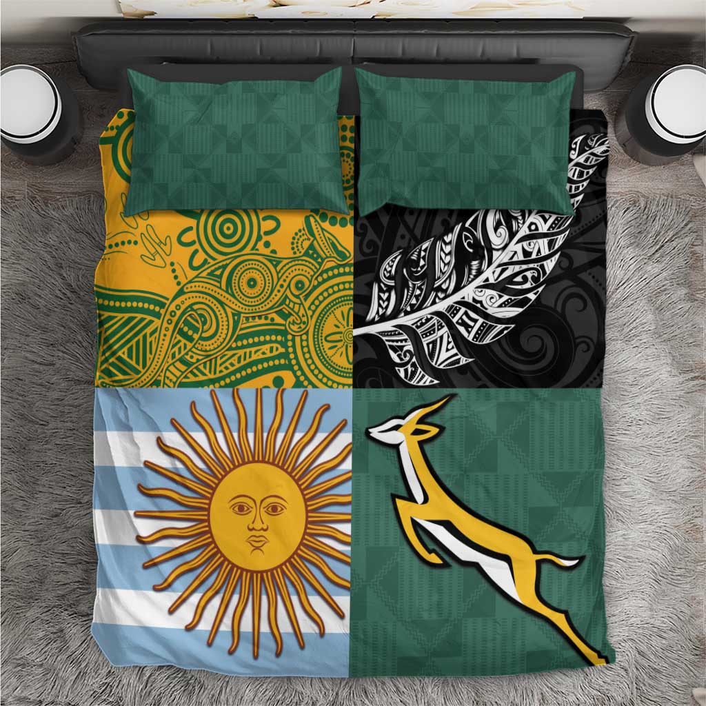 Rugby 2025 Championship Bedding Set Combination of Southern Hemisphere Countries - Aussie Hoodie