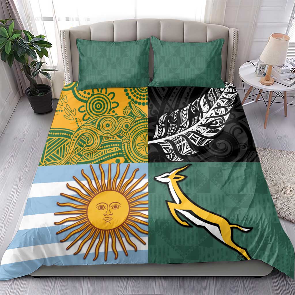 Rugby 2025 Championship Bedding Set Combination of Southern Hemisphere Countries - Aussie Hoodie