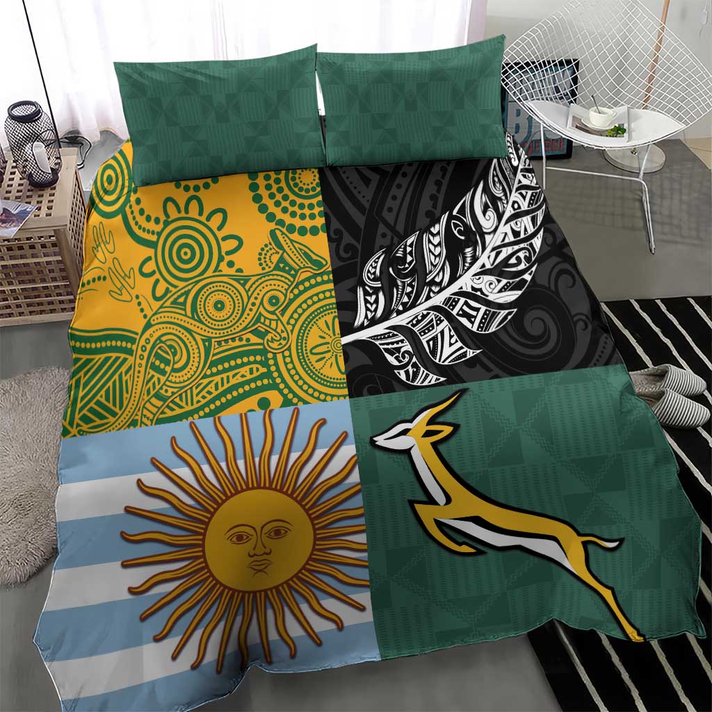 Rugby 2025 Championship Bedding Set Combination of Southern Hemisphere Countries - Aussie Hoodie