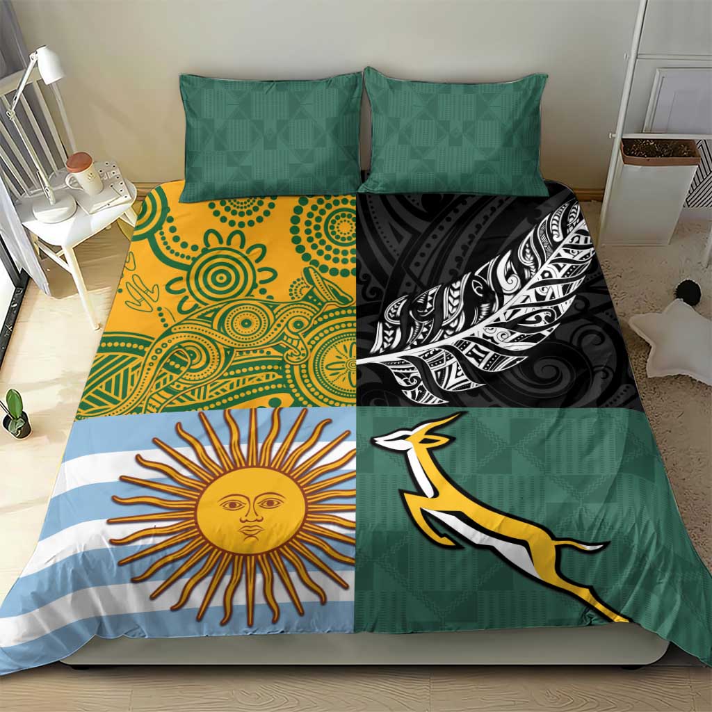 Rugby 2025 Championship Bedding Set Combination of Southern Hemisphere Countries - Aussie Hoodie