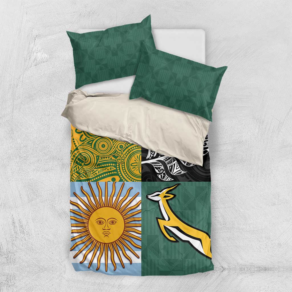 Rugby 2025 Championship Bedding Set Combination of Southern Hemisphere Countries - Aussie Hoodie