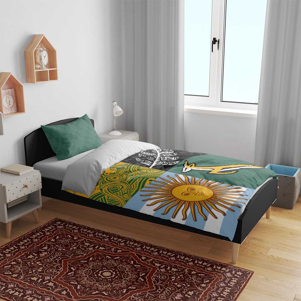 Rugby 2025 Championship Bedding Set Combination of Southern Hemisphere Countries - Aussie Hoodie