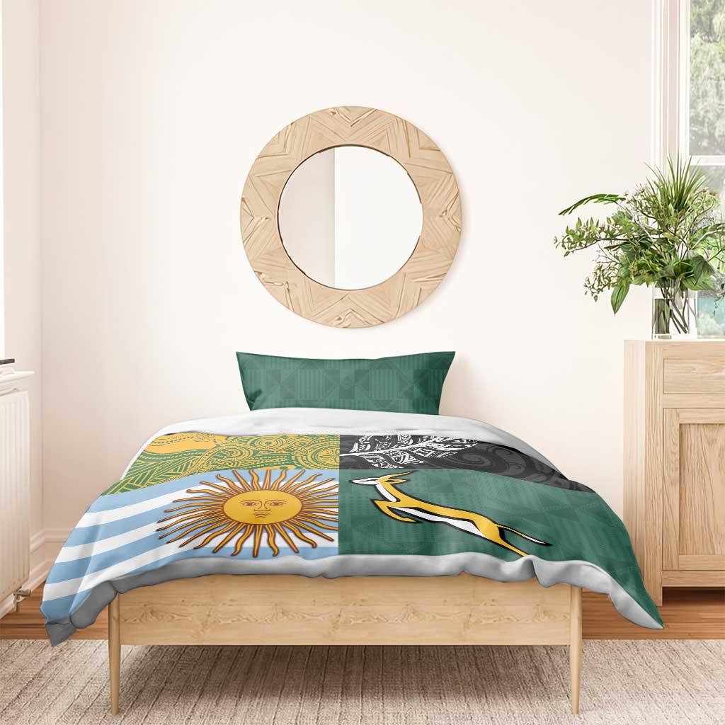 Rugby 2025 Championship Bedding Set Combination of Southern Hemisphere Countries - Aussie Hoodie