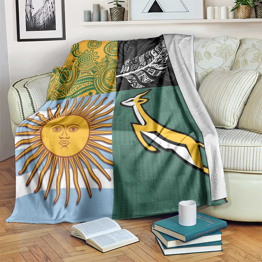 Rugby 2025 Championship Blanket Combination of Southern Hemisphere Countries - Aussie Hoodie