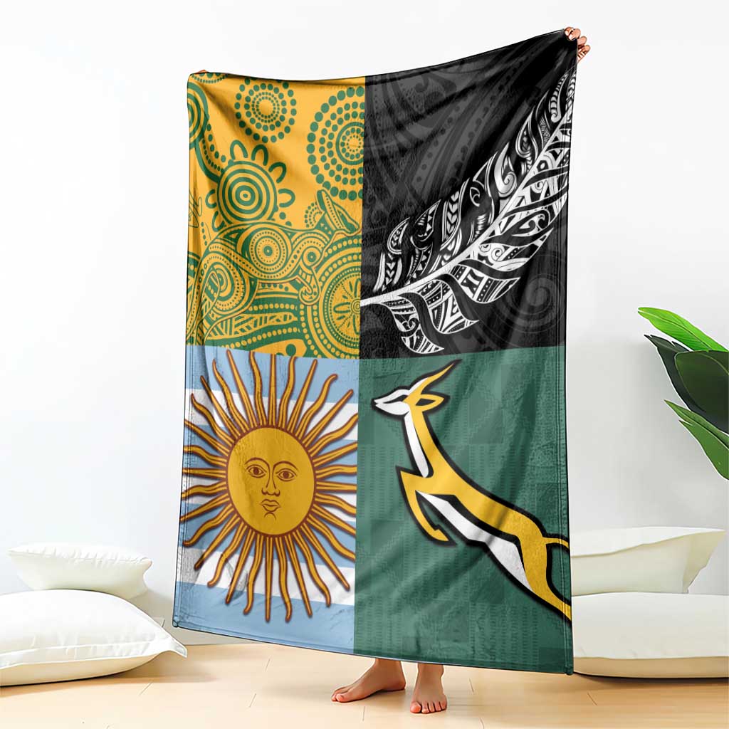 Rugby 2025 Championship Blanket Combination of Southern Hemisphere Countries - Aussie Hoodie
