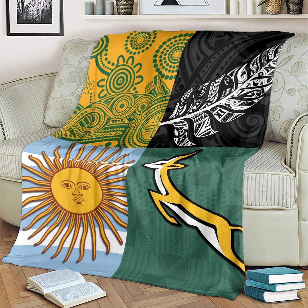 Rugby 2025 Championship Blanket Combination of Southern Hemisphere Countries - Aussie Hoodie