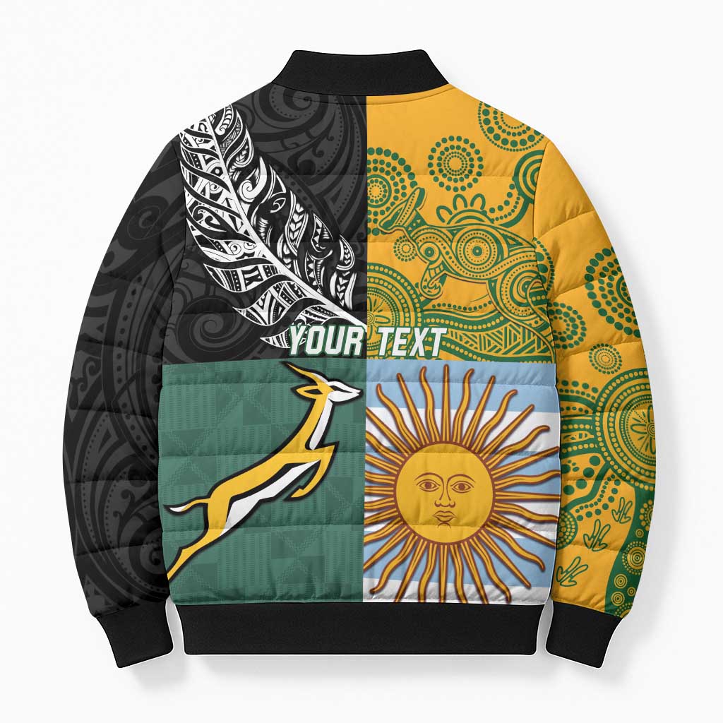Personalised Rugby 2025 Championship Bomber Puffer Jacket Combination of Southern Hemisphere Countries - Aussie Hoodie
