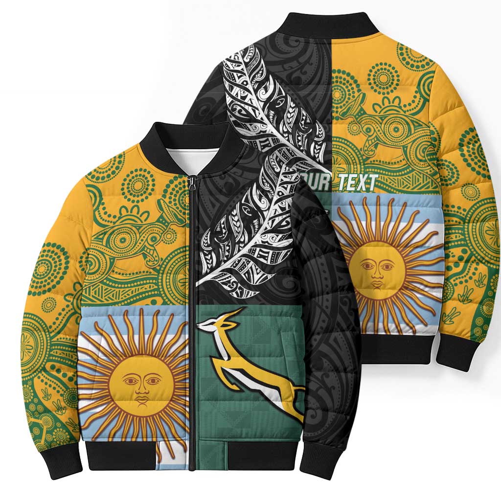 Personalised Rugby 2025 Championship Bomber Puffer Jacket Combination of Southern Hemisphere Countries - Aussie Hoodie