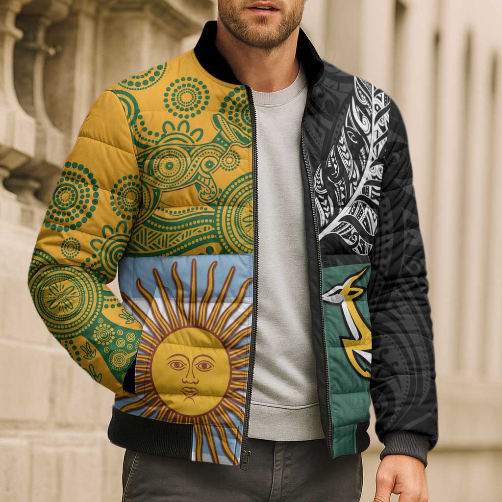 Personalised Rugby 2025 Championship Bomber Puffer Jacket Combination of Southern Hemisphere Countries - Aussie Hoodie