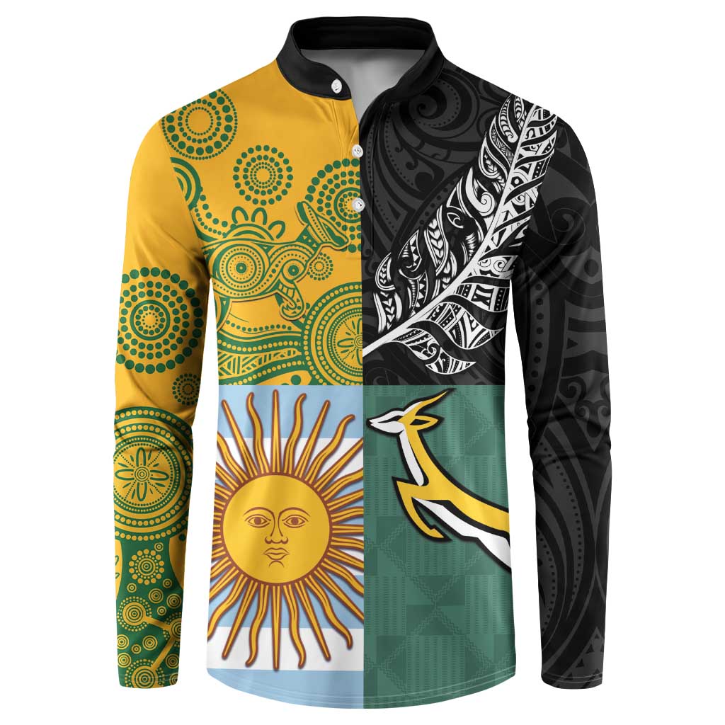 Personalised Rugby 2025 Championship Button Sweatshirt Combination of Southern Hemisphere Countries - Aussie Hoodie