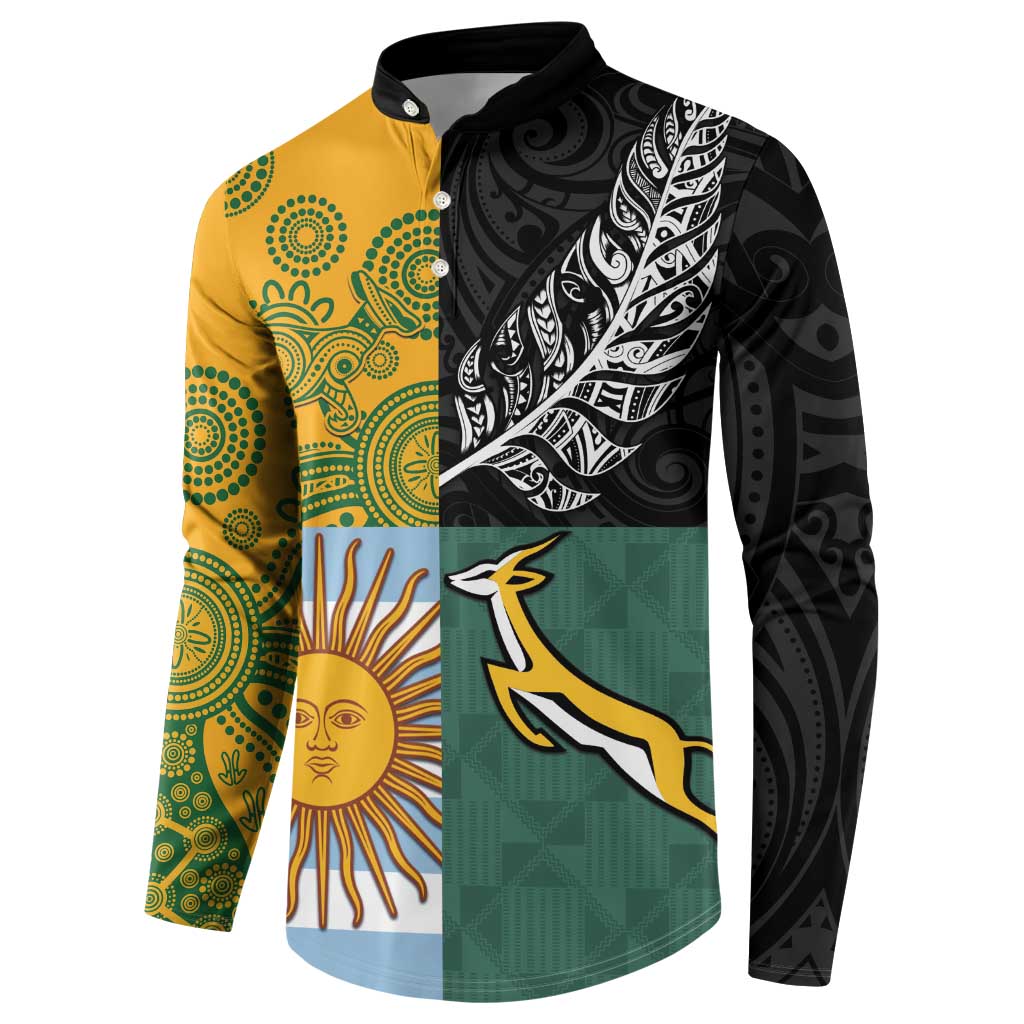 Personalised Rugby 2025 Championship Button Sweatshirt Combination of Southern Hemisphere Countries - Aussie Hoodie