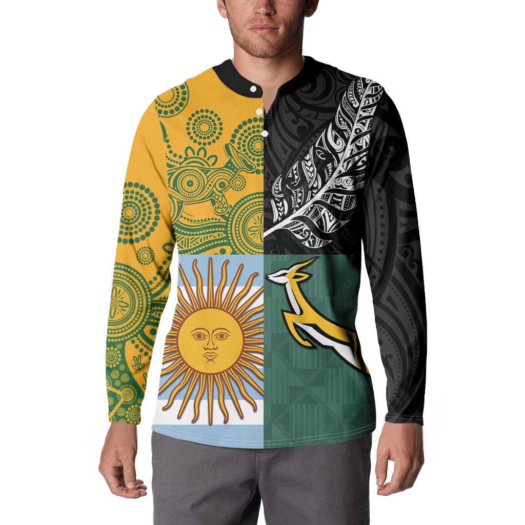 Personalised Rugby 2025 Championship Button Sweatshirt Combination of Southern Hemisphere Countries - Aussie Hoodie