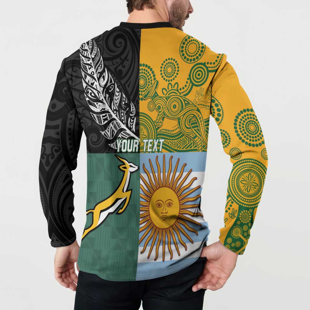 Personalised Rugby 2025 Championship Button Sweatshirt Combination of Southern Hemisphere Countries - Aussie Hoodie
