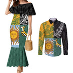 Personalised Rugby 2025 Championship Couples Matching Mermaid Dress and Long Sleeve Button Shirt Combination of Southern Hemisphere Countries - Aussie Hoodie