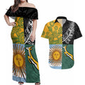 Personalised Rugby 2025 Championship Couples Matching Off Shoulder Maxi Dress and Hawaiian Shirt Combination of Southern Hemisphere Countries - Aussie Hoodie