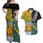 Personalised Rugby 2025 Championship Couples Matching Off Shoulder Maxi Dress and Hawaiian Shirt Combination of Southern Hemisphere Countries - Aussie Hoodie
