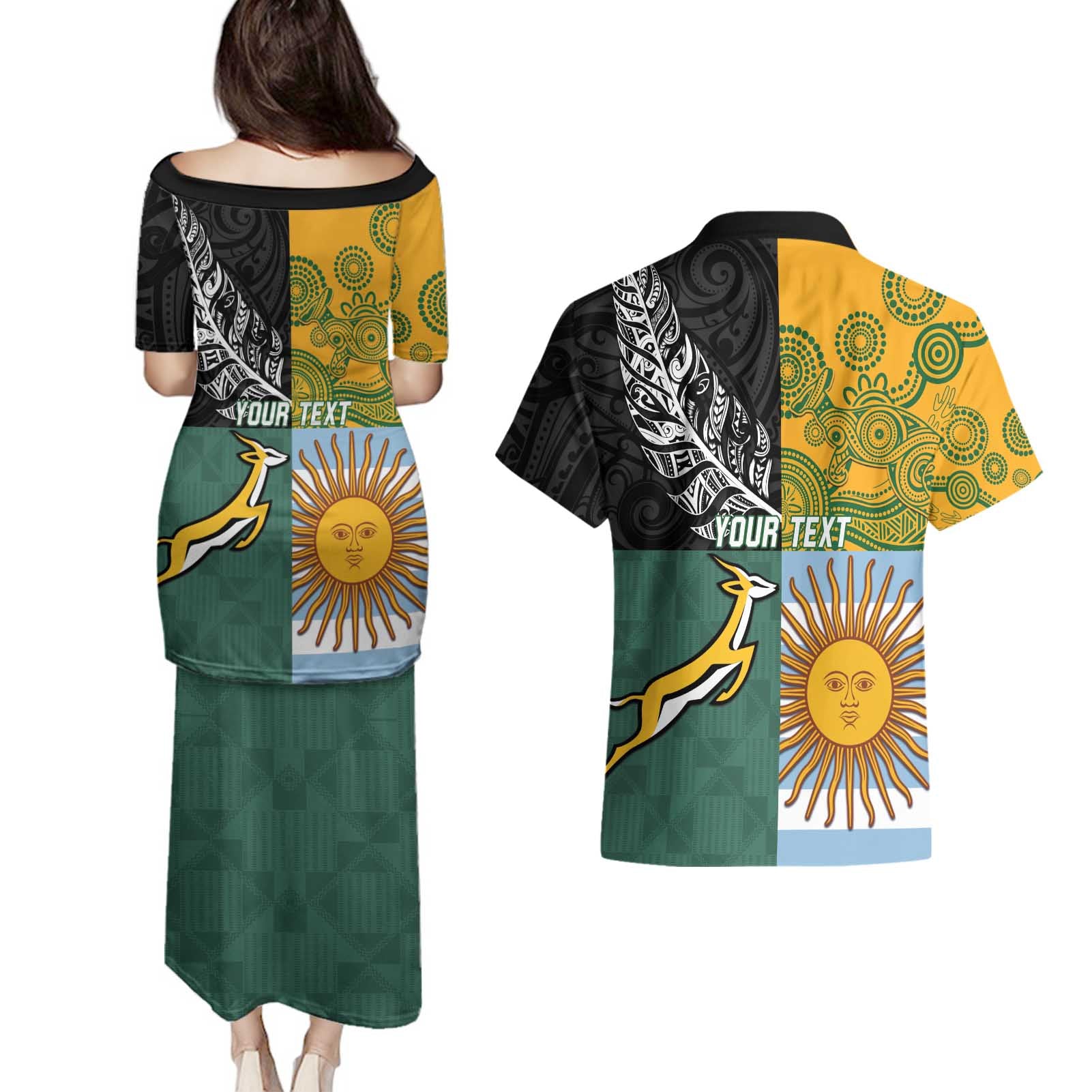 Personalised Rugby 2025 Championship Couples Matching Puletasi and Hawaiian Shirt Combination of Southern Hemisphere Countries - Aussie Hoodie
