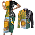 Personalised Rugby 2025 Championship Couples Matching Short Sleeve Bodycon Dress and Long Sleeve Button Shirt Combination of Southern Hemisphere Countries - Aussie Hoodie