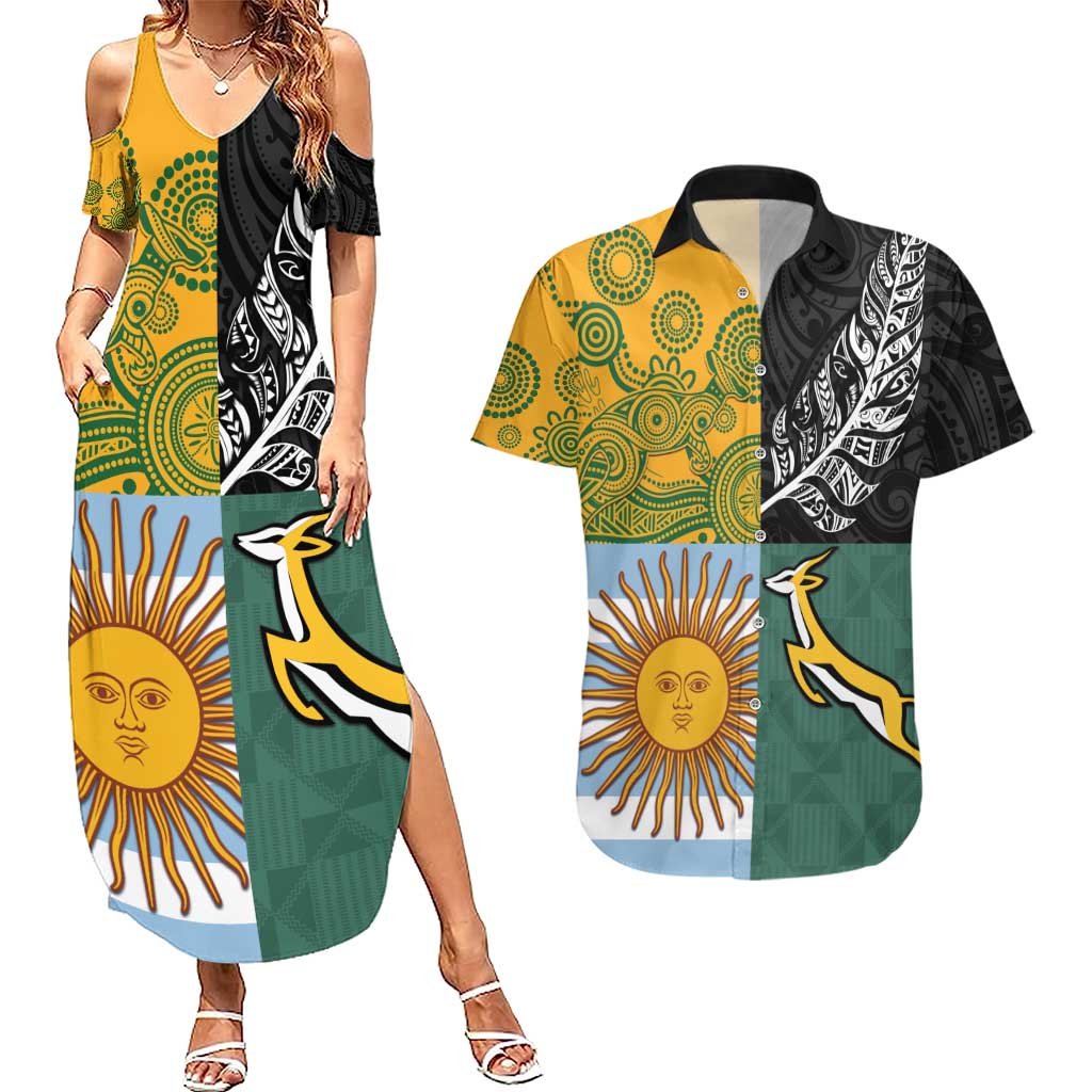 Personalised Rugby 2025 Championship Couples Matching Summer Maxi Dress and Hawaiian Shirt Combination of Southern Hemisphere Countries - Aussie Hoodie