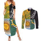 Personalised Rugby 2025 Championship Couples Matching Summer Maxi Dress and Long Sleeve Button Shirt Combination of Southern Hemisphere Countries - Aussie Hoodie