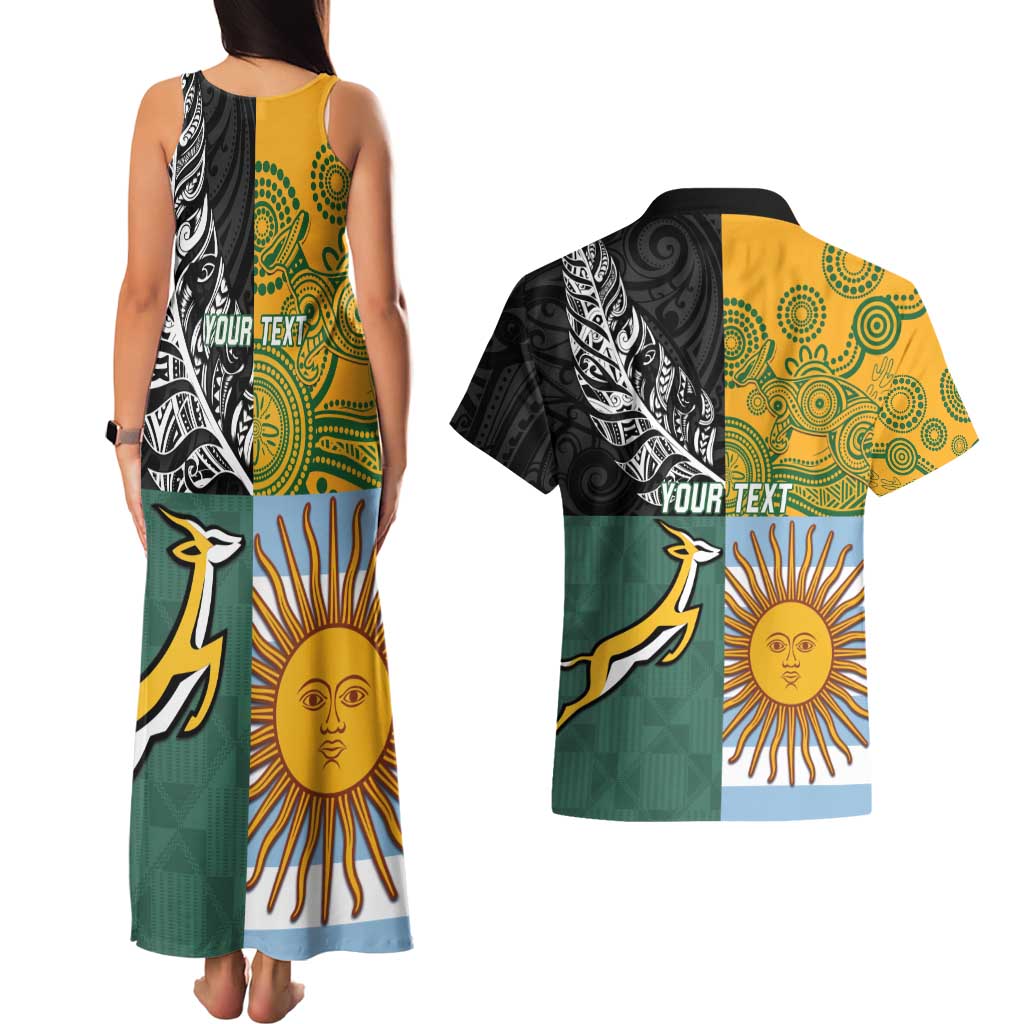 Personalised Rugby 2025 Championship Couples Matching Tank Maxi Dress and Hawaiian Shirt Combination of Southern Hemisphere Countries - Aussie Hoodie