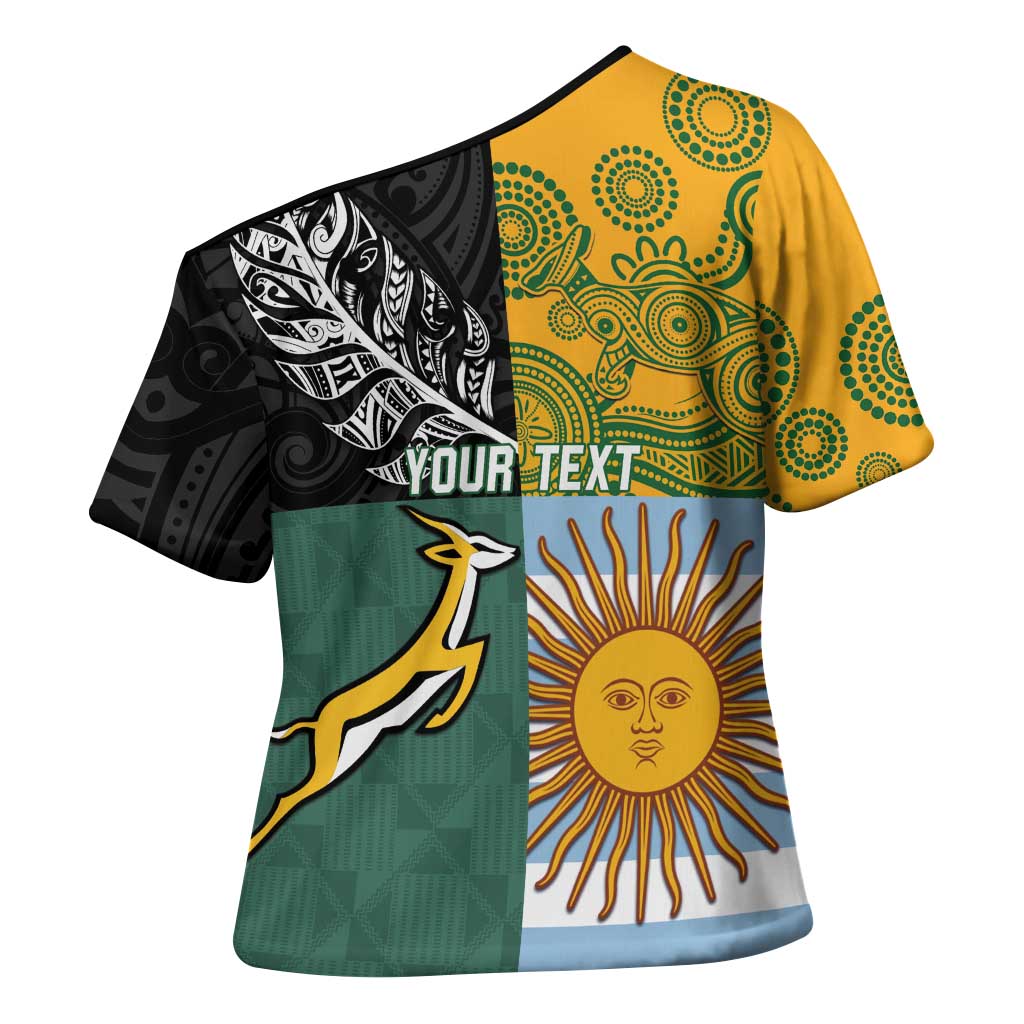 Personalised Rugby 2025 Championship Cross Shoulder Shirt Combination of Southern Hemisphere Countries - Aussie Hoodie