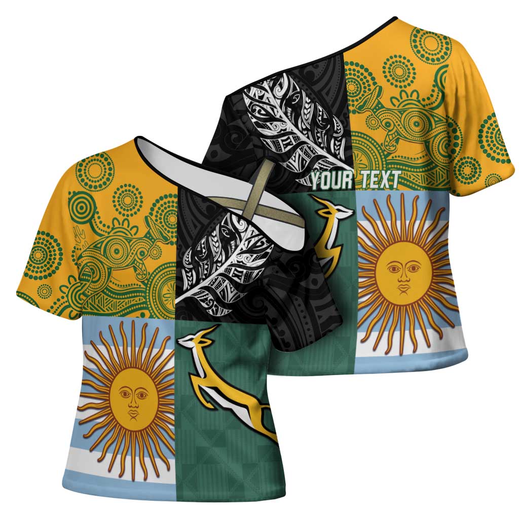 Personalised Rugby 2025 Championship Cross Shoulder Shirt Combination of Southern Hemisphere Countries - Aussie Hoodie