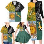 Personalised Rugby 2025 Championship Family Matching Long Sleeve Bodycon Dress and Hawaiian Shirt Combination of Southern Hemisphere Countries - Aussie Hoodie