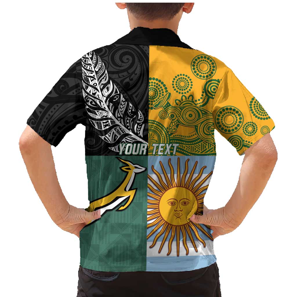 Personalised Rugby 2025 Championship Family Matching Mermaid Dress and Hawaiian Shirt Combination of Southern Hemisphere Countries - Aussie Hoodie