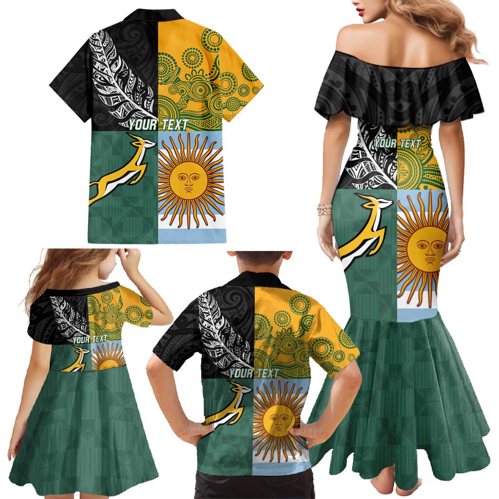 Personalised Rugby 2025 Championship Family Matching Mermaid Dress and Hawaiian Shirt Combination of Southern Hemisphere Countries - Aussie Hoodie