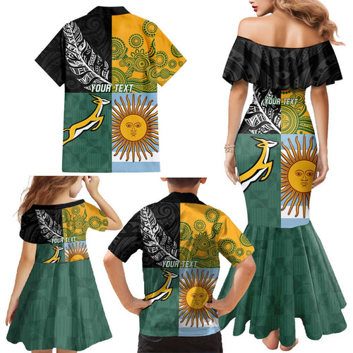 Personalised Rugby 2025 Championship Family Matching Mermaid Dress and Hawaiian Shirt Combination of Southern Hemisphere Countries - Aussie Hoodie