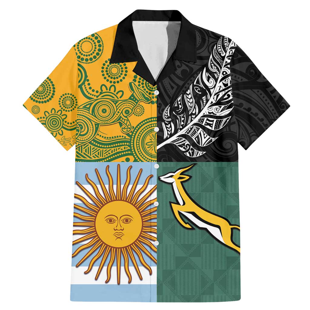 Personalised Rugby 2025 Championship Family Matching Mermaid Dress and Hawaiian Shirt Combination of Southern Hemisphere Countries - Aussie Hoodie