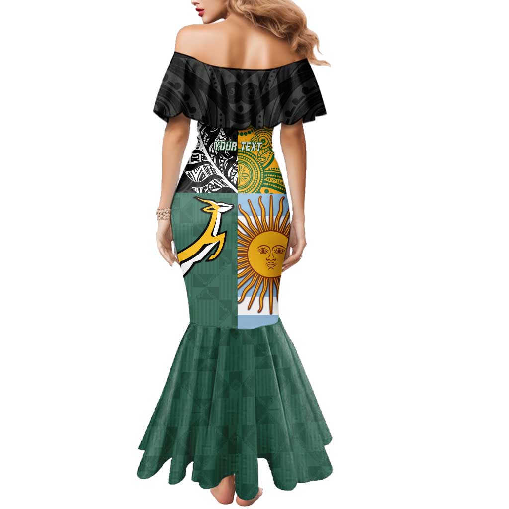Personalised Rugby 2025 Championship Family Matching Mermaid Dress and Hawaiian Shirt Combination of Southern Hemisphere Countries - Aussie Hoodie
